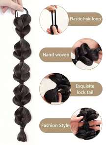 20英寸马尾假发 女式泡泡辫 自然染色扭辫 扎辫子 脏辫 马尾灯笼辫 时尚发带 冬季发饰 优雅头巾 女士头巾 时尚女士围巾 - 彩色 - 查看 4