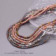 Perline in vetro di cristallo a faccetta Rondelle di circa 4mm, colore di rivestimento, 6 fili / sacchetto, circa 720 pezzi, perline sfuse spaziatrici per la fabbricazione di gioielli fai-da-te, accessori per braccialetti, collane e accessori per abbigliamento