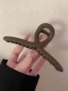 4pcs/1pc Women's Brown Square, Butterfly, Wavy Plastic Hair Clips, Fashion Versatile High-End Elegant Simple Solid Color Hair Claws, Suitable For Daily Outing, Casual, Party, Commute, Vacation, Ponytail, Bun, Face Washing, Makeup, Outfit Matching Women Hair Accessories Casual Hair Clutch - Brown - View 2