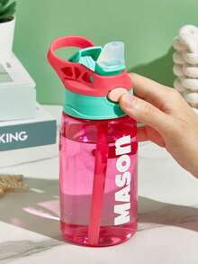 1 pieza Botella de agua con pajita personalizada con nombre, Taza con pajita personalizada de 480ml, Botella con pajita y tapa personalizada con nombre, Taza con pajita personalizada, Taza aislada personalizada, Conveniente para uso escolar, Botella de agua de verano, Artículos esenciales de cocina, Cocina en casa - Multicolor - Ver 11