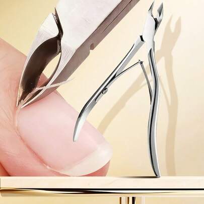 ANDVICTORY 1pc Stainless Steel Cuticle Nipper, 2/1 Jaw, Home Pedicure Tool, Practical Nail Clipper, Callus Remover, Sharp Manicure Care Tool