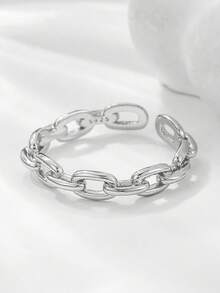 ELSEDES 1pc Chain Silver Ring, Suitable For Daily Wear - Silver - View 5