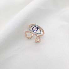 1 Stück 3A Zirkonia-eingelegt breiter Teufelsaugen-Offener Ring für Frauen, bohemian Y2K luxuriöser personalisierter modischer verstellbarer Bandring, geeignet für täglich, Lässig, Party, Urlaubsmode - Verschiedenfarbig - Übersicht 10