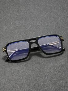 1副男士个性化韩版飞行员框透明眼镜，适合日常生活、户外旅行、街头摄影、驾驶、钓鱼、办公、阅读等场合佩戴。