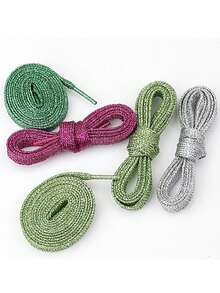 Set de 2 perechi/4 bucăți de șireturi sport cu fund plat, aurii strălucitoare, drăguțe, neutre, performanță, patine de gheață la modă, cu șireturi, multifuncționale, stil coreean, șireturi colorate cu perle, pantofi sport albi pentru bărbați și femei, dantelă argintie colorată, stil personal multifuncțional, drumeții, călătorii, acasă, esențiale pentru studenți, cadouri pentru prieteni, cadouri de Crăciun