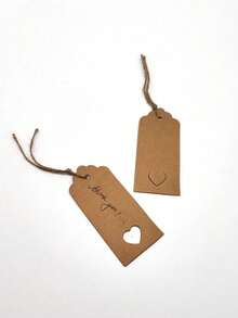50pcs Kraft Paper Gift Tags With Hemp Rope, Blank Kraft Paper Hangtags,Simple Hollow Out Heart Design Paper Gift Tag,Brown Labels,For Wedding,Birthday,Party, Holiday,Valentine's, Thanksgiving,Arts And Crafts Packaging, DIY Gift Decoration Labels And Hanging Decorations - Khaki - View 10