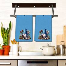 2/4 Pcs Set, Dish Towels, Blue Gnome Pattern Print, Super Absorbent Microfiber Modern Towels, Cooking And Baking Tea Towels, Dish Cloths, Cleaning Towels, Hand Towels, Super Soft And Highly Absorbent, Kitchen Decor, Gifts For Neighbors, Gifts For Mom, Birthday Gifts, Housewarming Gifts For Friends, Kitchen Accessories, Daily Necessities, Household Items