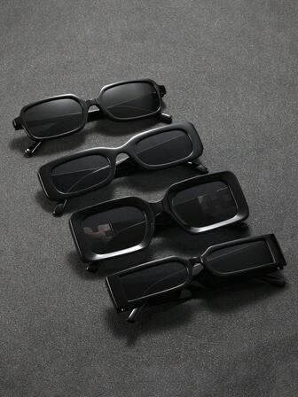 4副塑料几何全框经典Y2K现代简约风格休闲男士时尚眼镜，适合夏季狂欢节外出装扮，适合所有脸型，配饰