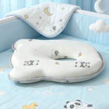 Baby Head Pillow Cozy Infant Head Support Pillows Cartoon Print Newborn Sleeping Pillow to Prevent Flat Head - Verde - Ver 5