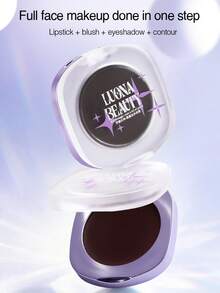 LUONANOESS Paleta 3 en 1 de rubor en polvo de terciopelo, iluminador y contorno - Black Magic Cloud Feeling, maquillaje natural luminoso, ligero y transpirable, ideal para mujeres y niñas, regalo perfecto para cumpleaños, fiesta, Navidad, boda, invitada de boda, elegante, viaje, dulce, ocasiones de cita