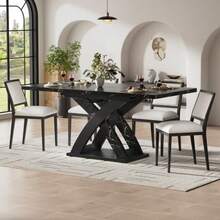 Extendable Dining Table, Dining Table, Kitchen Table, Balcony Table, Wooden Dining Table, Extendable Dining Table, 120-160 Cm, Space For Up To 6 People, Black - Black - View 4