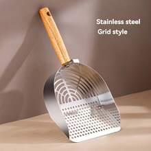 1pc Large Stainless Steel Cat Litter Scoop, With Ergonomic Handle And Drainage Holes - Durable Anti-Rust Design, Effectively Removes Clumps, Clean And Tidy, Suitable For 90 Degree Range Pet Waste Disposal. - Multicolor - View 9