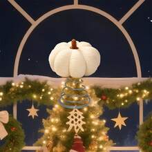 感謝祭のパンプキンツリートッパー 秋のツリーデコレーション ホームデコレーション用 - ホワイト - チェックする 1