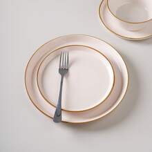 Richmount 12-Piece Plates And Bowls Sets For 4, 12 Pieces Stoneware Dish Set - Chip And Scratch Resistant, Round Tableware Set - Light Pink - 查看 3