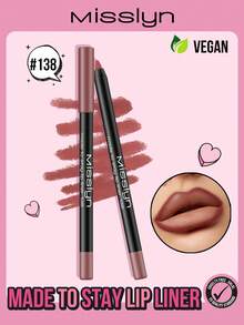 Misslyn 持久高显色唇线笔，乳霜凝胶配方，顺滑易涂，打造自然妆效，可用卷笔刀削尖，色彩饱和度高，打造自然唇妆，持久哑光唇线笔