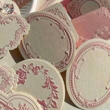 30pcs Beautiful Pink Lace-Edged Notes, Gift Cards, Message Cards, Synthetic Paper, Handwriting Diary Supplies, Scrapbooking Materials, Craft Paper Cards, Thank You Note Stationery Set For Graduation And Back-To-School Season - Multicolor - View 5