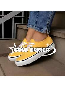 Authentic Men's Casual Basic Skater Sneakers In Various Colors, Unisex, Non-Slip, Sizes 34 To 43, 24-Hour Shipping - Yellow - View 2