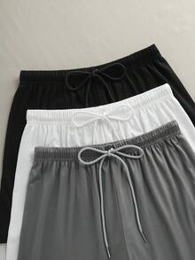 3pcs Women Comfortable Pajama Sets: Short Sleeve Round Neck Top And Loose Shorts - Easy Care, Drawstring, Knitted Fabric, Suitable For Spring/Summer Sportswear And Outdoor, Great For Summer Nights And Leisure Days, Lounge Outfit