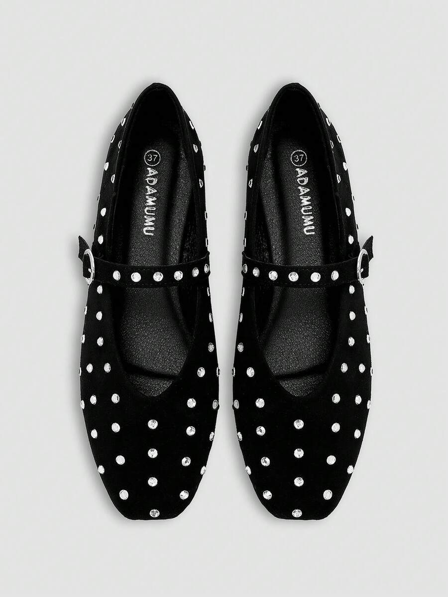 新款时尚舒适亮片平底女鞋，适合日常、度假和夏季穿着，非常可爱 - 黑色 - 查看 1