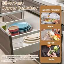 TYUI DOSTATNI 2 Pcs Mesh Silverware Drawer Organizer Cutlery Drawer Organizer Utensil Tray Organizer Silverware Holder For Flatware Knives Spoons Storage 14.1X5.3x2inch - 黑色 - 查看 5