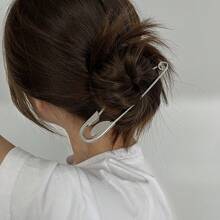 Hairpin, Large Silvery Metal, Versatile Decorative Pin For Thick Hair, Scarves And Shawls ABYP - 大型安全別針-14厘米 - 查看 8