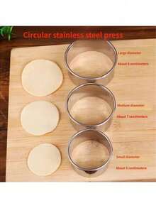 Stainless Steel Round Dumpling Skin Press Cutter,Quick Dumpling Maker,Multi-Functional Kitchen Cooking Molds For Dumplings,Wontons,Homemade Rice Balls,Cakes, Mousse And Toast 1PC - Multicolor - View 6