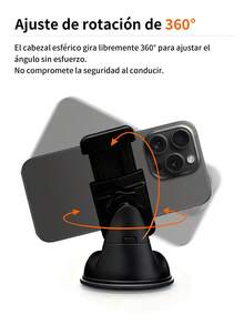 1 piezas Soporte de teléfono móvil para coche, marco de soporte para coche, salida de aire de navegación, soporte fijo, tipo ventosa de conducción, suministro Interior,Soporte Para Celular Para Carro Universal, Base para Auto 360. - Negro - Ver 3