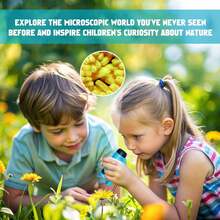 Microscopio portátil, Microscopio científico pequeño, Microscopio de Bolsillo de Mano, Microscopio para niños con Aumento 60X-180X, con 12 muestras microscópicas (Azul) - Azul - Ver 6