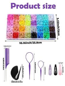 9pcs Hair Accessories Set: Includes 1 Box Of 2000pcs Hair Ties, 2pcs Hair Braiding Tools For Various Hairstyles, 4pcs Water Drop Clips & Bangs Clips, 1pc Steel Needle Tail Comb For Highlighting, 1pc Hair Tie Remover Tool - Won't Damage Hair ,Hair Styling Kit ,Hair Tool Kit