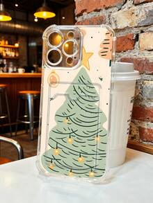 1 pieza Funda protectora, funda transparente para celular, con ranura para tarjeta, carcasa de TPU silicona resistente a golpes "Cubierta de teléfono con diseño de árbol de Navidad iluminado con luces cálidas, estilo minimalista y acogedor, ideal para temporada festiva, tema hogareño y navideño, impresión nítida, ligera y duradera" Compatible con Galaxy A21/A24/A25/A32/A34/A35/A54/A55, Galaxy S25/S24/S23/S22/S21 Ultra/Plus, compatible con iPhone16/15/14/13/12/11/XS/XR/X/PLUS/PRO/PROMAX, agarre cómodo, regalo festivo para amigos, novia, novio, familia - transparente - Ver 10