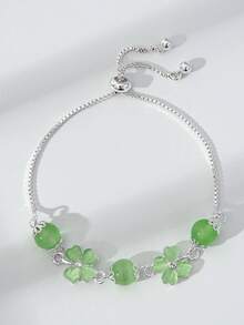 1条幸运四叶草可调节手链，森林风清新可爱猫眼石手链 - 均碼 - 查看 7