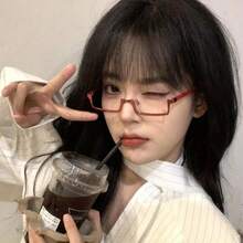 Royal Sisters Punk Style Half-Rim Glasses - High-End Transparent Lenses, No Power Needed, Fashionable Literary Decoration,  Accessory, Stylish Glasses, Durable Eyewear - 彩色 - 查看 4