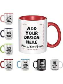 Personalizowany ceramiczny kubek do kawy o pojemności 11 uncji, personalizowany Twoimi zdjęciami, tekstem i logotypami, świąteczny kubek pamiątkowy, wysokiej jakości kubek wielokrotnego użytku, idealny do biura, domu, na Dzień Ojca, prezent na Walentynki, na urodziny, zaręczyny, śluby, ukończenia szkół (jedno-/dwustronny), najlepszy na Boże Narodzenie - Wielobarwność - Zobacz 4