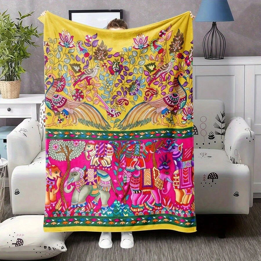 1pc Whimsical Unicorn & Cheetah Print,Colorful And Cute Animals Fleece Blanket - Soft, Lightweight & Durable Flannel Throw With Vibrant Rainbow Colors, 280gsm For Him And Her, Perfect For Naps, Camping, Travel, Home, Daily, Office Decoration, Birthdays Anniversary, Valentine's Day, Thanksgiving Day, Christmas, Halloween, Mother's Day, Father's Day, Wedding, New Year Gifts, Personalized Ideal Gifts For Her, Him, Family, Boyfriend, Girlfriend, Father, Family, Mother, Lover, Daughter, Son, Grandpa, Grandma, Friend, Classmate, Pet. Sofa,Bed,Car,Bedroom,Living Room,Office,  Outdoor Camping, Beach,Wall Decoration - 多色23 - 查看 1