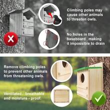 Screech Owl House, Owl Bird Box Large Handmade Wooden Circular Opening Screech Box Outside With Mounting Screws And A Bag Of Wood Shavings, Easy Assembly Required - 木材顏色 - 查看 5