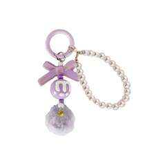 Faux Pearl Strings Bow-Shaped Colorful Pom-Pom Handcrafted Keychains Bag Pendants Cute Charm Accessories For Women And Girls, Adorable Handcrafted Trinket Charms For Back-To-School Bags, Keys, Purses, Phone Straps, Gifts And Stocking Stuffers, Festive Holiday Party Favors, Fall Winter Everyday Cute Details, Lightweight Decorative Bag Charms For Travel And Daily Use - Multicolor - View 9