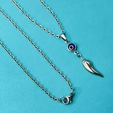 Women's Set: Earrings And Necklace With Cubic Zirconia, Evil Eye, And Pepper, Stainless Steel Costume Jewelry - 銀色 - 查看 7