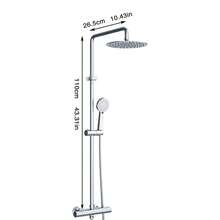 Exposed Thermostatic Shower Mixer Bathroom Twin Head Round Square Bar Set - Silver - View 11