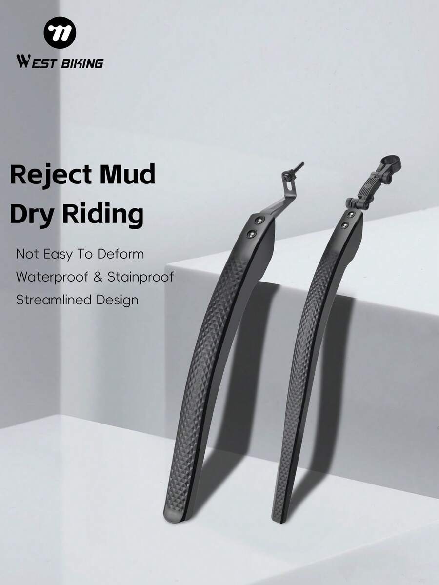 WEST BIKING Waterproof Bicycle Mudguards Front And Rear Mud Guards Set For 26/29 Inch 700C Road Bikes - Black - View 1