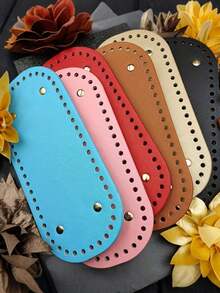 1pc Premium Oval PU Leather Bottom Pad - Reinforces Handbags And Wallets, Pre-Punched Holes For Sewing, Suitable For Crochet Projects, Sewing Accessories And DIY Crafts, Durable, Water-Resistant, Easy To Use, DIY Wallet Making - Multicolor - View 4