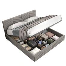 Bed Frames - 灰色 + 天鵝絨 + 140厘米*190厘米 - 查看 6