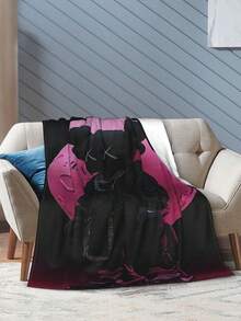 Kawss Kawaii Kaw Blanket The Ultimate Anime Fan Gift - Luxuriously Soft Flannel Blanket, Cartoon Printed Throw For Home, Camping, Travel, Perfect For Christmas & Birthdays - 黑色 - 查看 6