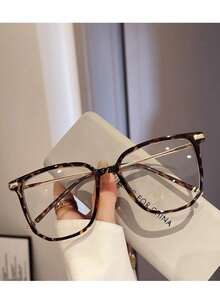 1 Pair Retro Fashion Large Frame Glasses, Women's, Suitable For Daily Wear, Transparent Lenses, Can Be Used For Computer, Reading, Gaming, TV, Mobile Phone And Other Scenarios - Nhiều màu - Xem 5