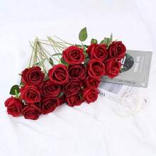 10 PIEZAS de Rosas Artificiales, Rosas Rojas Oscuras Flores Artificiales Rosas Falsas para Decoración DIY Ramos de Boda Centros de Mesa Decoraciones, Decoraciones para Despedida de Soltera, Día de San Valentín, Decoraciones para Baby Shower, Decoraciones para el Hogar, Sala de Estar, Comedor, Pared, Jardín, Corona, Decoraciones para Dormitorio - rosas - Ver 3