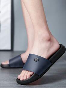 Men's Athletic Slides, Thick EVA Sole, Lightweight Casual Home & Outdoor Wear Slides, Summer Slippers For Outdoor, Beach & Casual - Blue - View 7