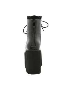 Gdgydh Big Size 43 Platform High Heels Cosplay Fashionable Autumn Ankle Boots Platform Women Wedges Heels Model Catwalk Shoes - Black - View 8