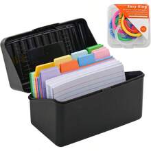 TYUI VANRA Index Card Holder 3x5 Flash Card Organizer Case 300 Colored Index Cards Bulk Blank Note Cards With Ring Black - 黑色 - 查看 1