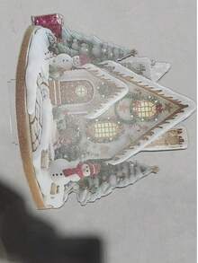 Decorazione natalizia in acrilico piatto 2D a forma di casa innevata - ideale per casa, ufficio e caffè