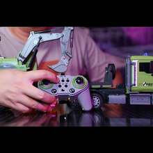 Bộ đồ chơi xe xúc và xe tải ben điều khiển từ xa tỷ lệ 1:12, xe xây dựng điều khiển từ xa có đèn LED và nhạc, tần số 2.4GHz, quà sinh nhật cho trẻ em. - màu xanh lá - Xem 5