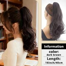 16英寸/18英寸/20英寸爪夹式马尾辫，长款波浪卷合成发马尾辫接发，蓬松夹式马尾辫，增加头发丰盈度 - 彩色 - 查看 16